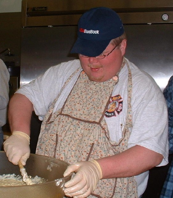 &quot;Bucket&quot; stirring some cole slaw.