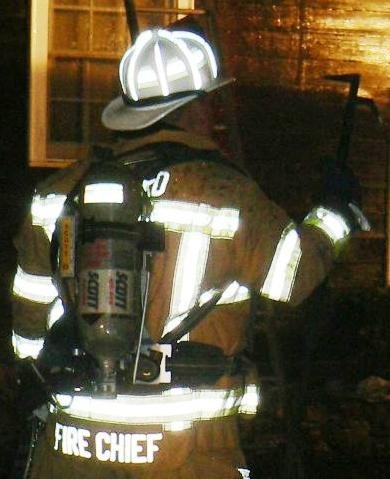 Chief Sam Terry in the manpower pool at a West Grove house fire.