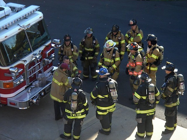 Firefighter Win Slauch and Engine 21-2 participating in a Traditions Training course.