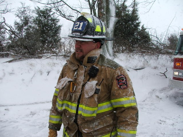 Firefighter Bill Gray at crash on Route 472.