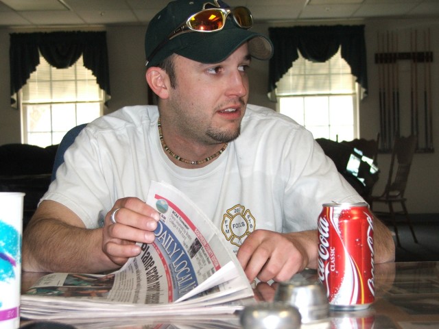 Brian Kelley hanging at the coffee table.