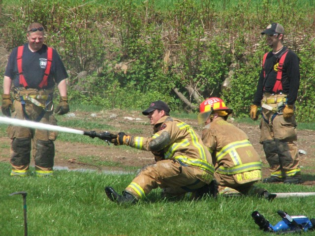 Win Slauch demonstrates the 2.5&quot; smoothbore nozzle at training.