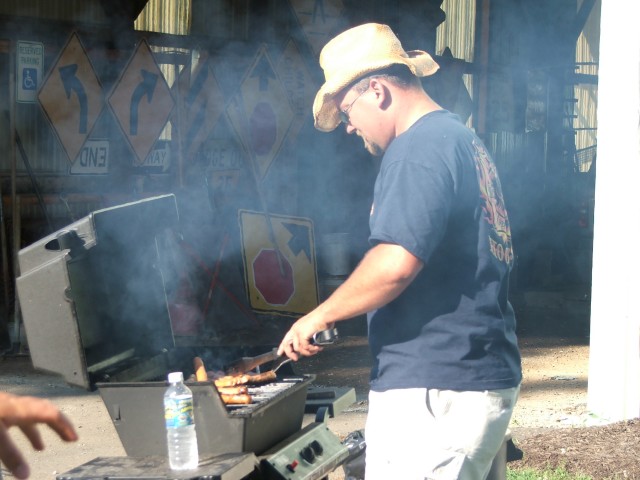 Bill Gray supplying the staff with food.