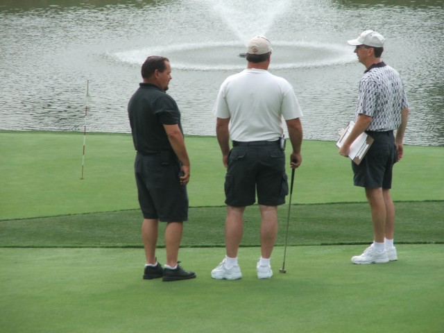 Frank Hersh, Luke Harshbarger, and Bud Charlton at one of golf outings. 