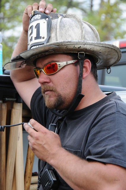 Captain Bill Gray working the Command Post at the Nottingham Park fire.