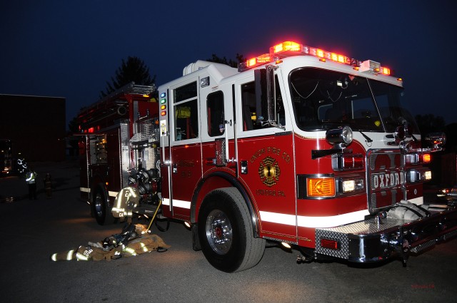 Engine 21-2 at a fire at the Hopewell School.