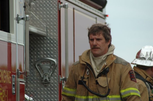 Firefighter Vince Brown training.