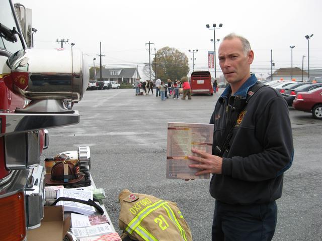 Vice-President Brian Brown and Fire Prevention display at Country Chrysler.