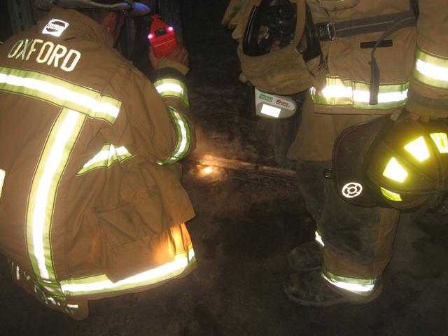 Investigating a fire.