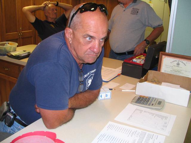 Firefighter Steve Gray running the BINGO window.