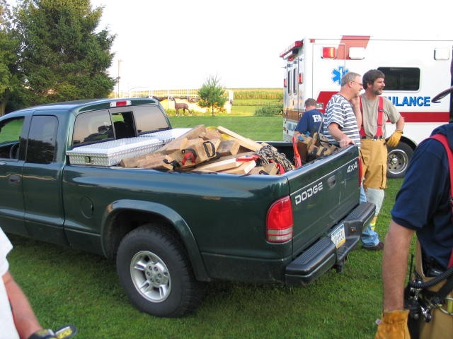 A truck load of cribbing after a rescue in East Nottingham.