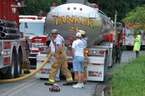 Tanker 21 doing the deed at a Lancaster County fire.