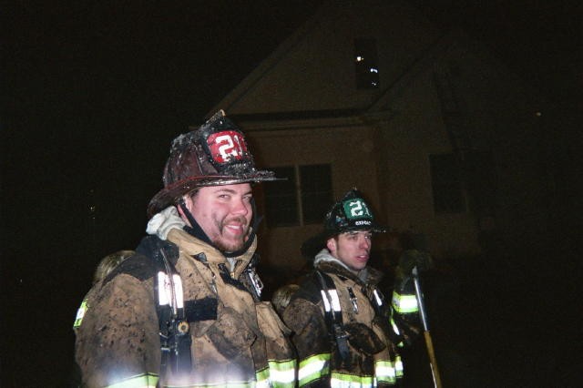 Firefighters Terry Rivera and Greg Paxson on a Cecil County house fire.