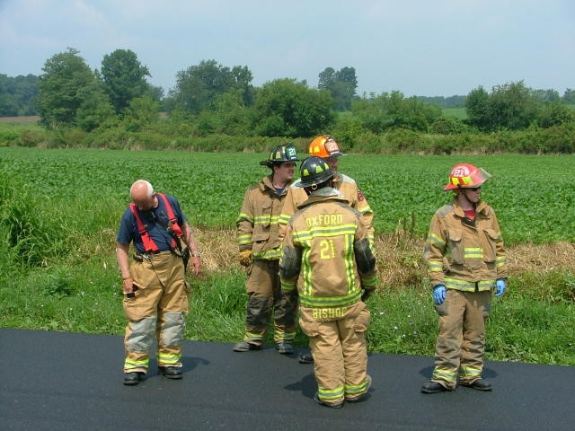 (L-R) Dave Vining, Lonz Brown, Gerry Davis, Robert Bishop, Matt Groseclose at a crash.