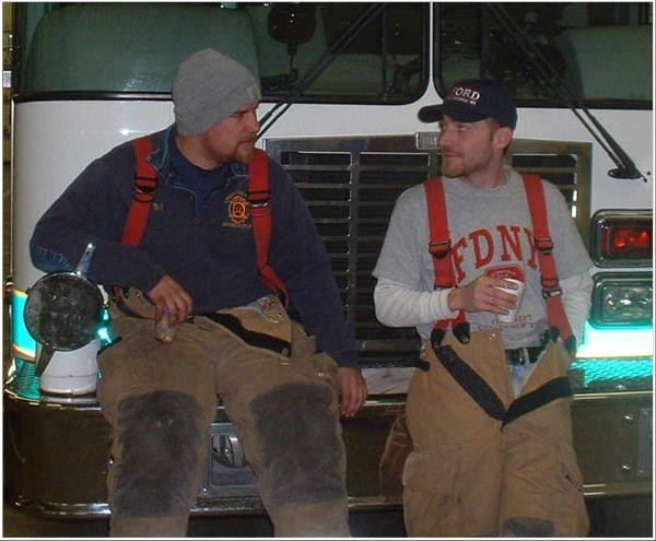 Bill Gray and Jason Ricketts at an Engine standby in Elkton.