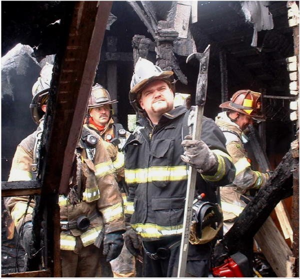 BJ Meadowcroft and Dave McCormick inside at a Parkesburg house fire.