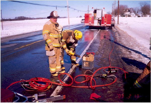 Past Chief Chuck Deaver at crash on Route 10.