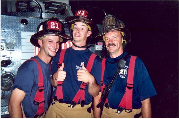 Firefighters Brian Kelley, Win Slauch, and Dave McCormick at another Ware drill.