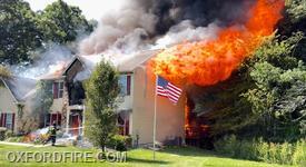 FF Leed begins fire suppression on the "Alpha" side.